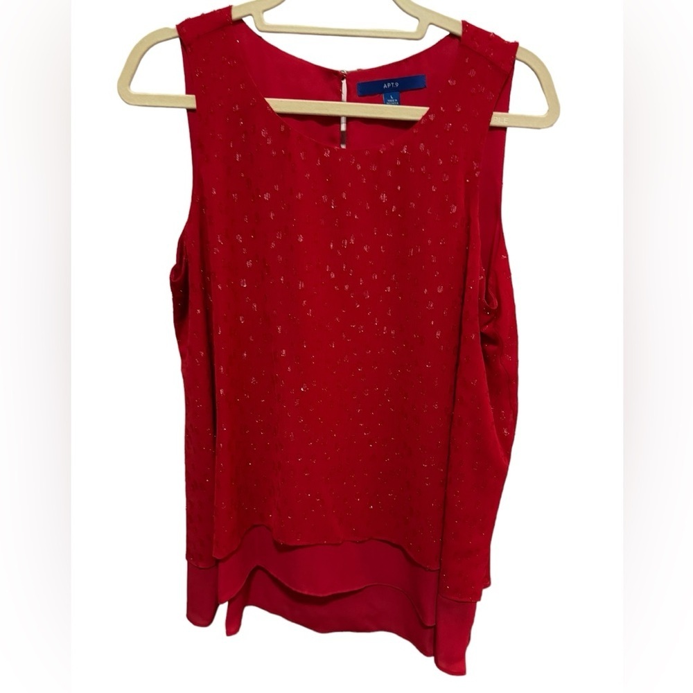 Apt 9 - dressy Sparkly tank, layered hem - Red- size L